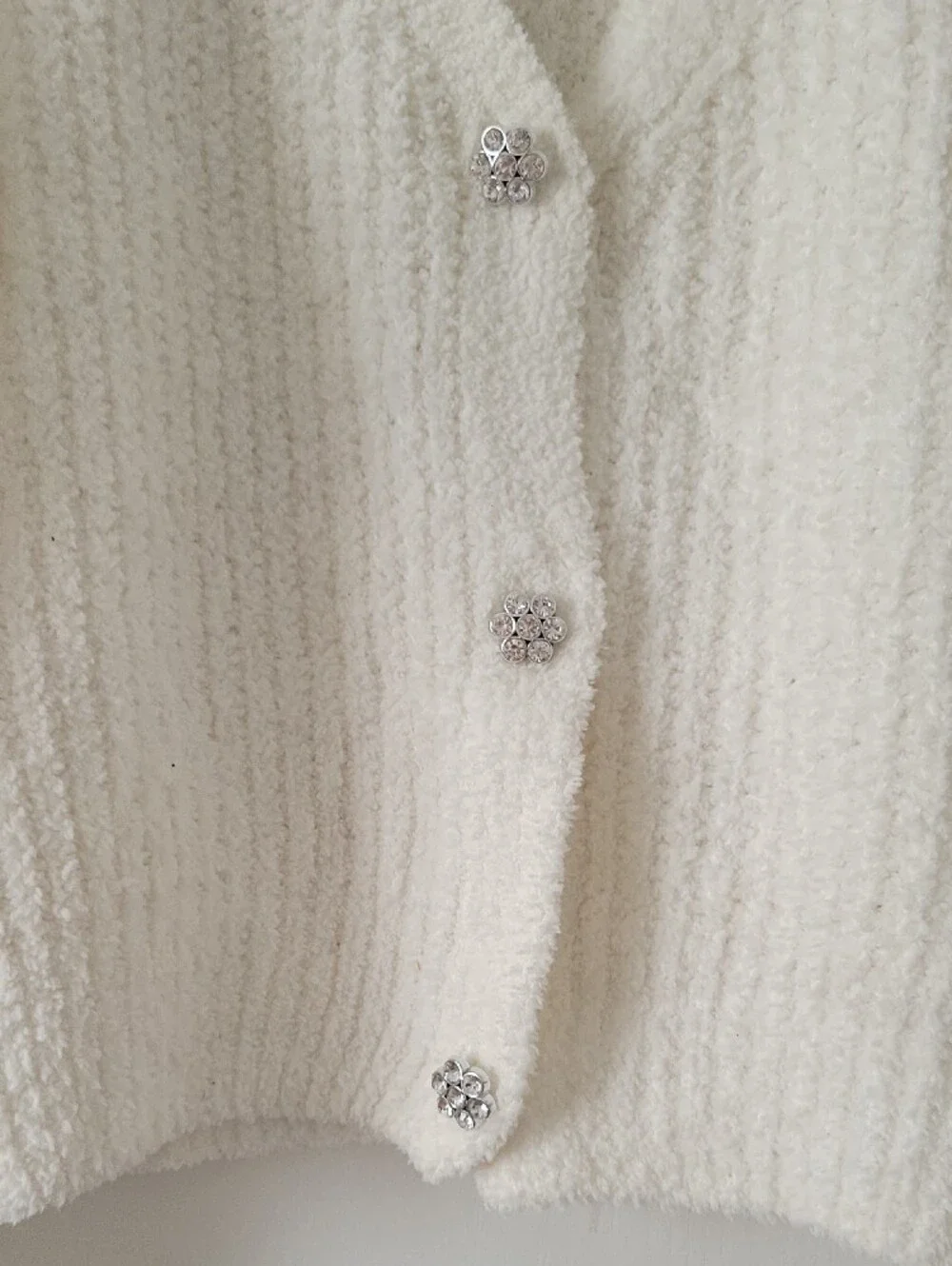 No Boundaries Cream Textured V-Neck Button Cardigan